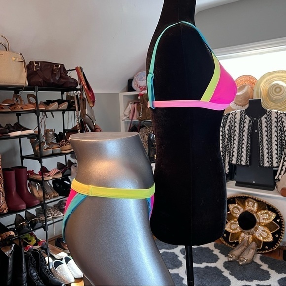 Neon Multicolored Small 2 Piece Bikini - Picture 2 of 8